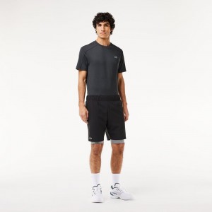 Men's Lacoste Two-Tone SPORT Lined Shorts Black Grey Chine | NEH957346