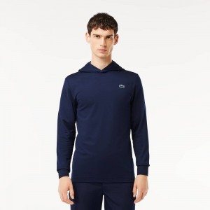 Men's Lacoste Ultra-Dry Golf Hoodie Navy Blue | TXE726134