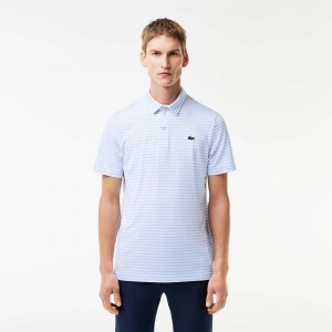 Men's Lacoste Ultra-Dry Golf Polo Shirts Light Blue White | HKB107468