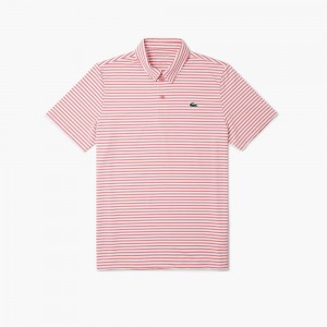 Men's Lacoste Ultra-Dry Golf Polo Shirts Pink White | GPC645078