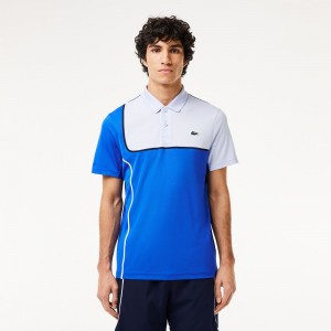 Men's Lacoste Ultra-Dry Piqué Tennis Polo Shirts Blue Light Blue | DYX715832