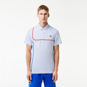 Men's Lacoste Ultra-Dry Piqué Tennis Polo Shirts Light Blue | WYB894562