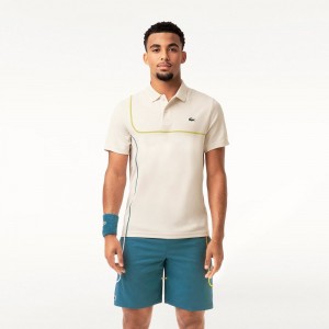 Men's Lacoste Ultra-Dry Piqué Tennis Polo Shirts White | FND287039