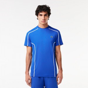 Men's Lacoste Ultra-Dry Piqué Tennis T-Shirt Ladigue blue | QBV896352