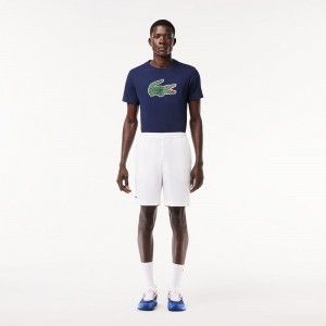 Men's Lacoste Ultra-Dry Regular Fit Tennis Shorts White | PYQ294375