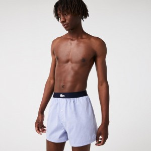 Men's Lacoste Ultra-Soft Cotton 3-Pack Boxer Briefs Navy Blue Blue | YZQ213670