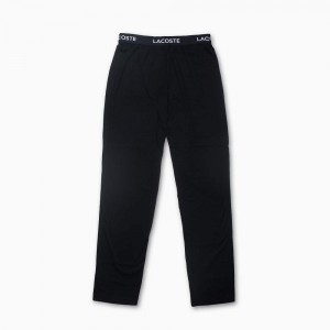 Men's Lacoste Ultra-Soft Cotton Jersey Bottoms Pajamas Black | FXC743281