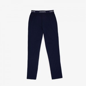 Men's Lacoste Ultra-Soft Cotton Jersey Bottoms Pajamas Navy Blue | KOS506872