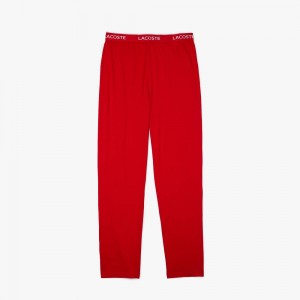 Men's Lacoste Ultra-Soft Cotton Jersey Bottoms Pajamas Red | HPQ816290