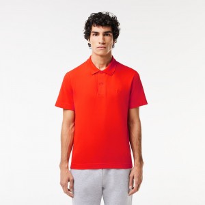 Men's Lacoste Ultralight Piqué Lacoste Movement Polo Shirts Sunrise orange | VXS081493