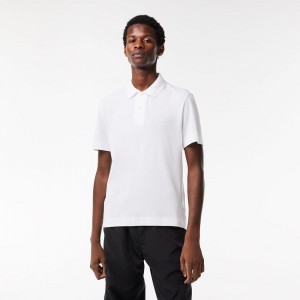 Men's Lacoste Ultralight Piqué Lacoste Movement Polo Shirts White | WZX865320