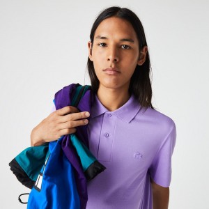 Men's Lacoste Ultralight Piqué Lacoste Movement Polo Shirts Purple | KIF438295