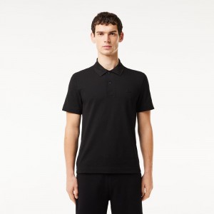 Men's Lacoste Ultralight Piqué Lacoste Movement Polo Shirts Black | MJH147835