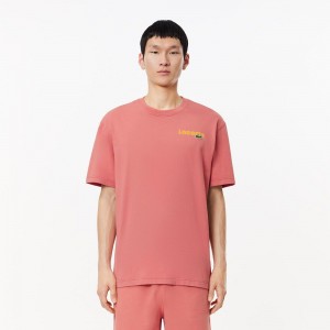 Men's Lacoste Washed Effect T-Shirt Pink | BTU927514