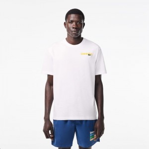 Men's Lacoste Washed Effect T-Shirt White | SIA651937