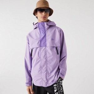 Men's Lacoste Water-Repellent Coats Purple | PQB948165