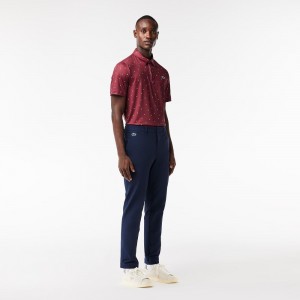 Men's Lacoste Water-Repellent Golf Pants Navy Blue | KVB075824