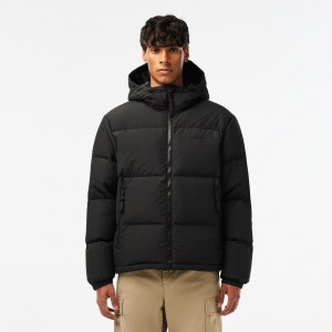 Men's Lacoste Water-Repellent Puffer Jackets Black | SYM249756