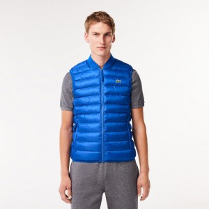 Men's Lacoste Water-Repellent Puffer Vest Gentian blue | IDF146593