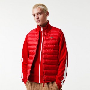 Men's Lacoste Water-Repellent Puffer Vest Red | XCR361478