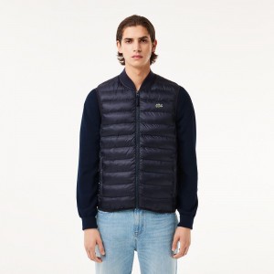 Men's Lacoste Water-Repellent Puffer Vest Abysm blue | QCP935460