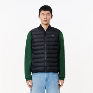 Men's Lacoste Water-Repellent Puffer Vest Black | SUF438197