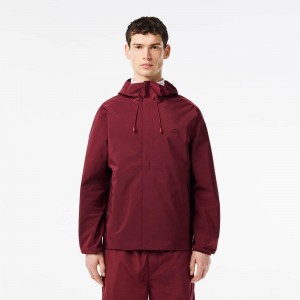 Men's Lacoste Waterproof Track Jackets Bordeaux | JAK371895