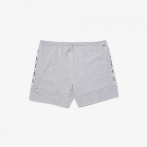 Men's Lacoste XL Branded Bands Shorts Grey Chine | QON916287