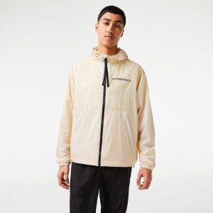 Men's Lacoste Zip-Up Jackets White Black | ZRG875406