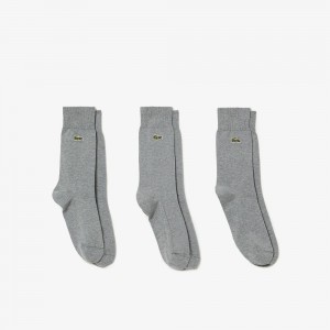 Women's Lacoste 3-Pack High-Cut Socks Grey Chine | CMY062137