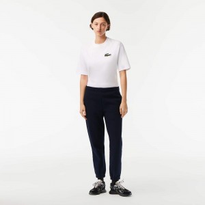 Women's Lacoste Blended Cotton Sweatpants Navy Blue | XVB410627