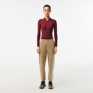 Women's Lacoste Blended Cotton Sweatpants Beige | XQK539147