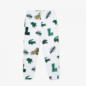 Women's Lacoste Comic Print Sweatpants White | QVA475089