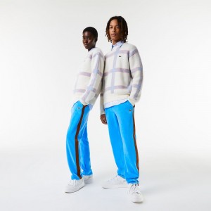 Women's Lacoste Contrast Side Bands Sweatpants Blue | GKN743169