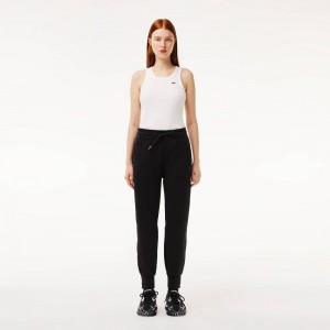 Women's Lacoste Cotton Jersey Joggers Black | OUI179805