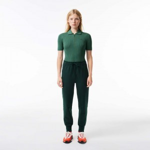 Women's Lacoste Cotton Jersey Joggers Forest green | USX937680