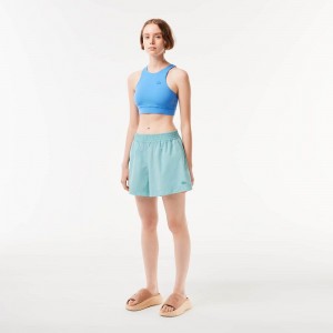 Women's Lacoste Cotton Poplin Shorts Blue | JLZ287315