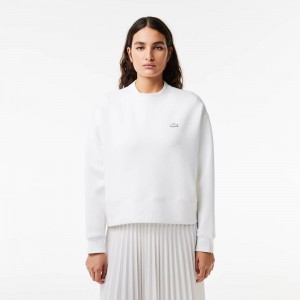 Women's Lacoste Crew Neck Sweatshirt White | JHG320518