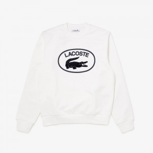 Women's Lacoste Crocodile Logo Sweatshirt White | GOQ254176