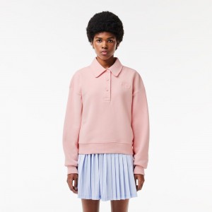 Women's Lacoste Embroidered Polo Sweatshirt Waterlily Pink | EYW218673