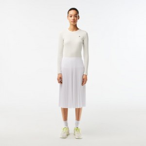 Women's Lacoste Flowing Pleated Skirt White | JTN497512