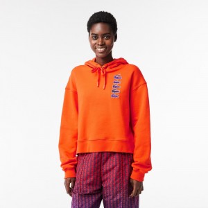 Women's Lacoste Iconic Croc Hoodie Sunrise orange | SWA830927