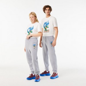 Women's Lacoste Iconic Print Sweatpants Grey Chine | ISW164057