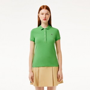 Women's Lacoste L.12.D Slim Fit Jersey Polo Shirts Sorrel green | JIS139274