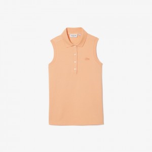 Women's Lacoste L.12.D Slim Fit Sleeveless Polo Shirts Light Orange | HNW150836