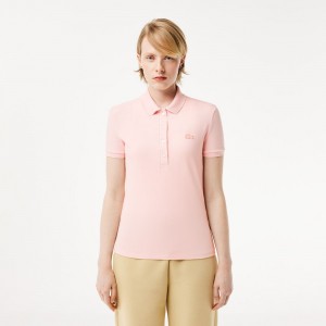 Women's Lacoste L.12.D Slim Fit Stretch Mini Piqué Polo Shirts Light Pink | WAY103769