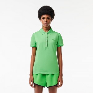 Women's Lacoste L.12.D Slim Fit Stretch Mini Piqué Polo Shirts Sorrel green | HWL508674