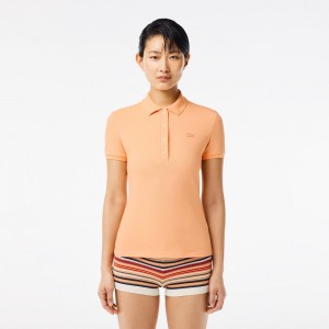 Women's Lacoste L.12.D Slim Fit Stretch Mini Piqué Polo Shirts Light Orange | VPB831954