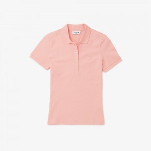 Women's Lacoste L.12.D Slim Fit Stretch Mini Piqué Polo Shirts Pink | AOY278145