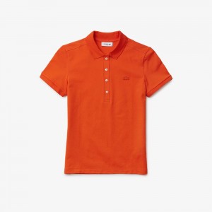 Women's Lacoste L.12.D Slim Fit Stretch Mini Piqué Polo Shirts Sunrise orange | BQI837912